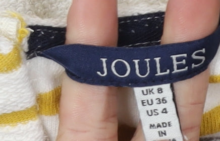 Joules Women's Yellow Striped T-Shirt, Size 8, Casual