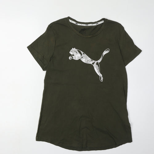 Puma Women's Green T-Shirt Size 14 Casual Crew Neck