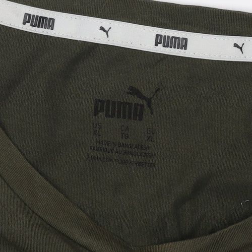 Puma Women's Green T-Shirt Size 14 Casual Crew Neck