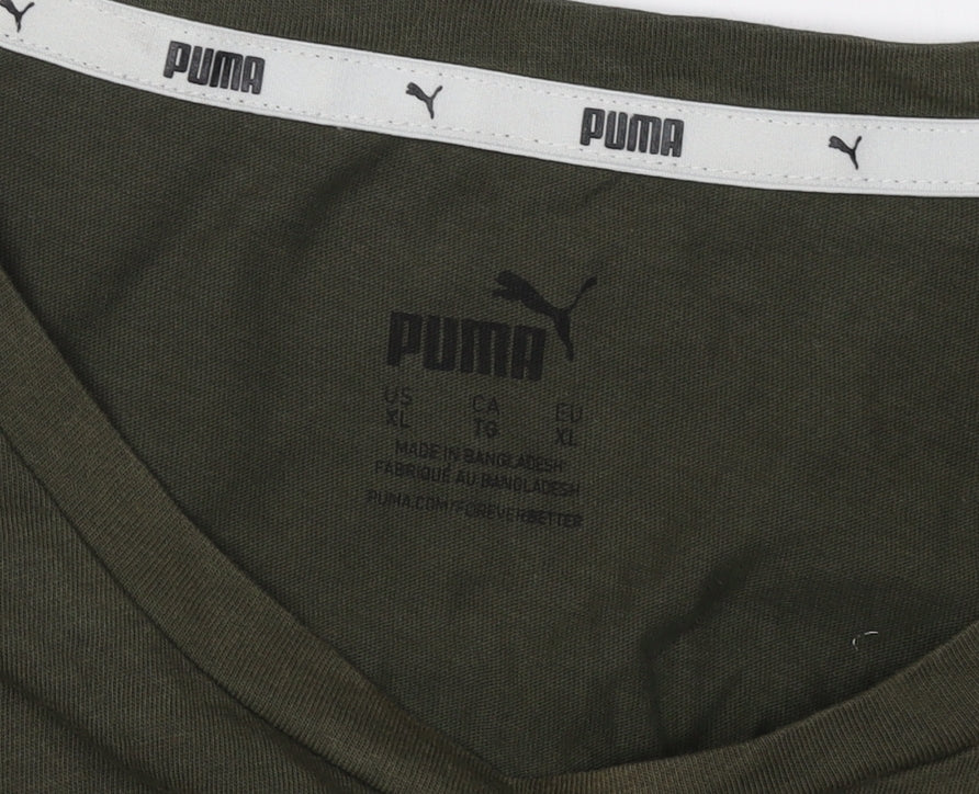 Puma Women's Green T-Shirt Size 14 Casual Crew Neck