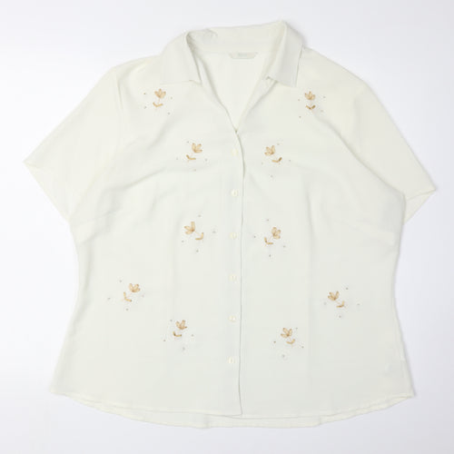 Marks and Spencer Women's White Button-Up Shirt, Size 20