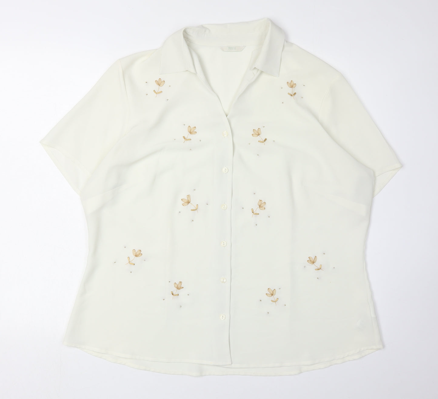 Marks and Spencer Women's White Button-Up Shirt, Size 20