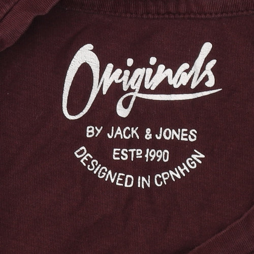 Jack & Jones Mens Red Graphic T-Shirt, Size L, Crew Neck