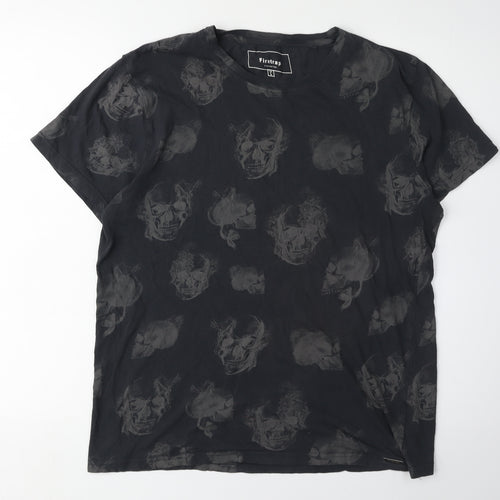 Firetrap Men's Black Skull Print T-Shirt L