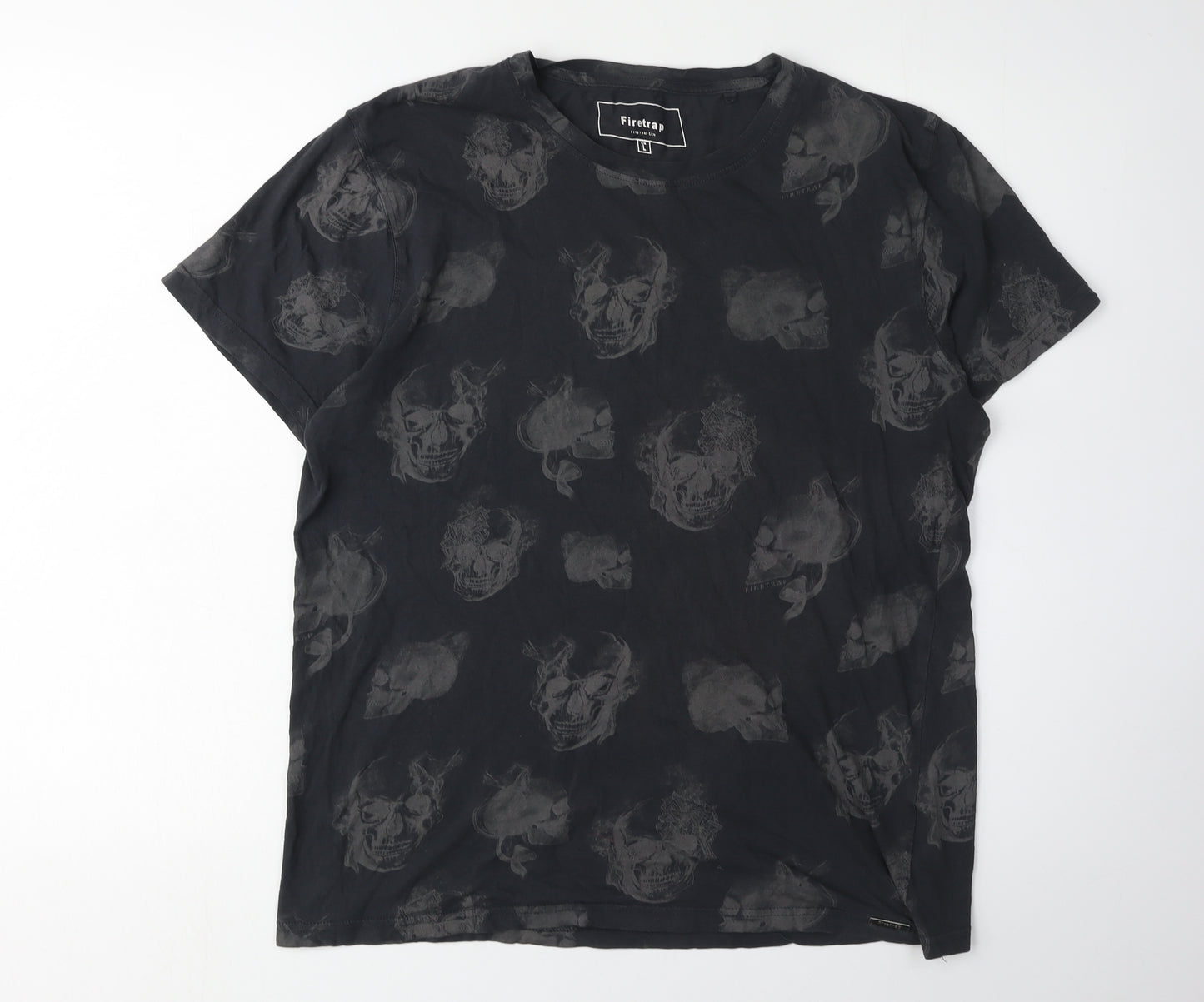 Firetrap Men's Black Skull Print T-Shirt L