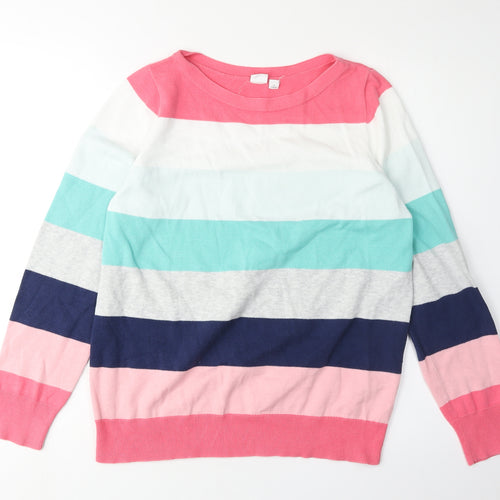 GAP Women's Multicoloured Striped Pullover Jumper M