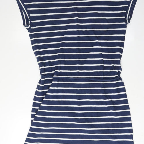 Hobbs Women's Blue Striped T-Shirt Dress Size 12