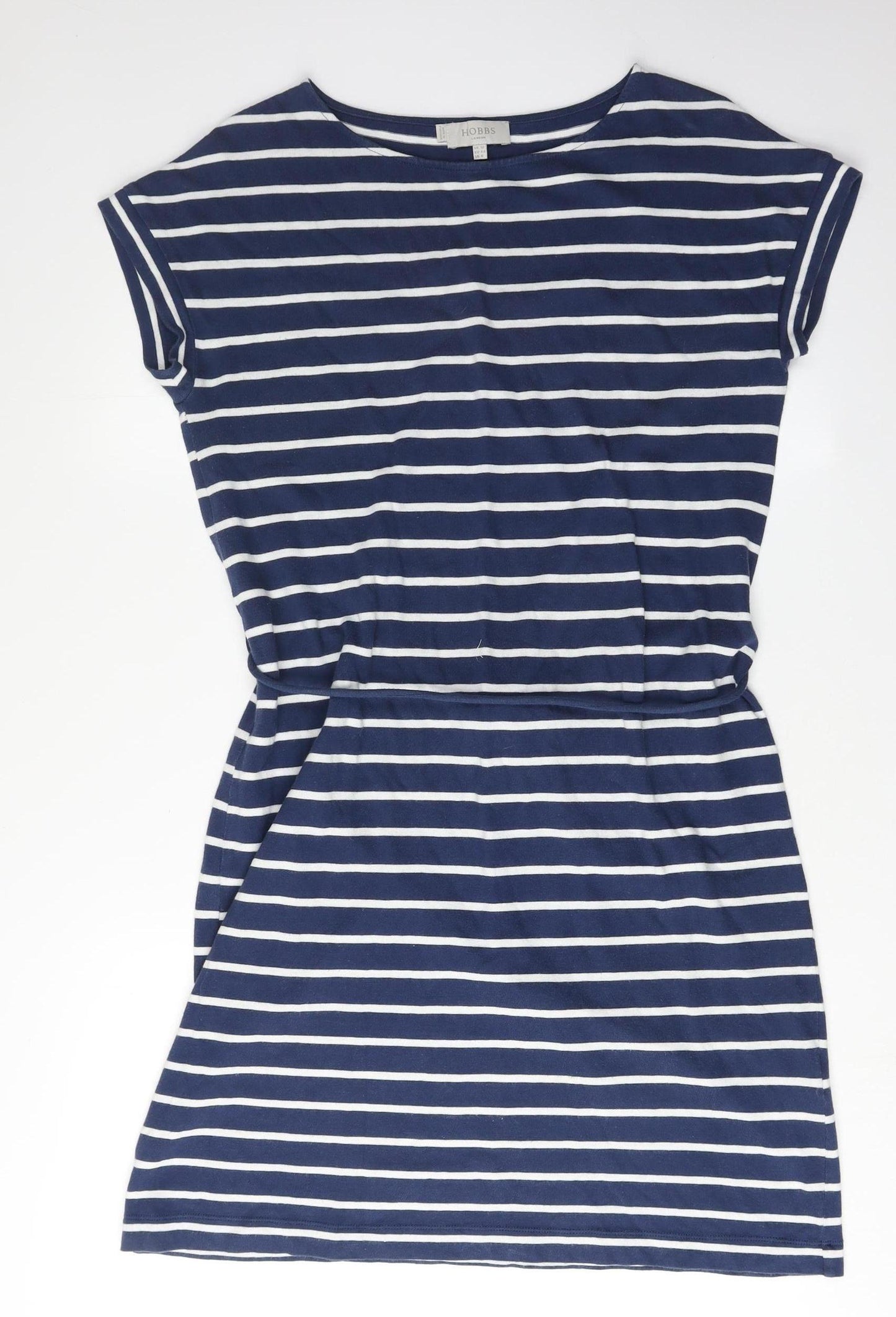 Hobbs Women's Blue Striped T-Shirt Dress Size 12