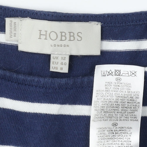Hobbs Women's Blue Striped T-Shirt Dress Size 12