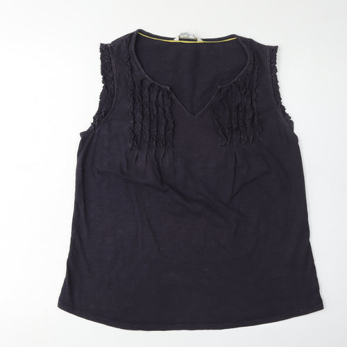 Boden Women's Black V-Neck Cotton Tank, Size 14