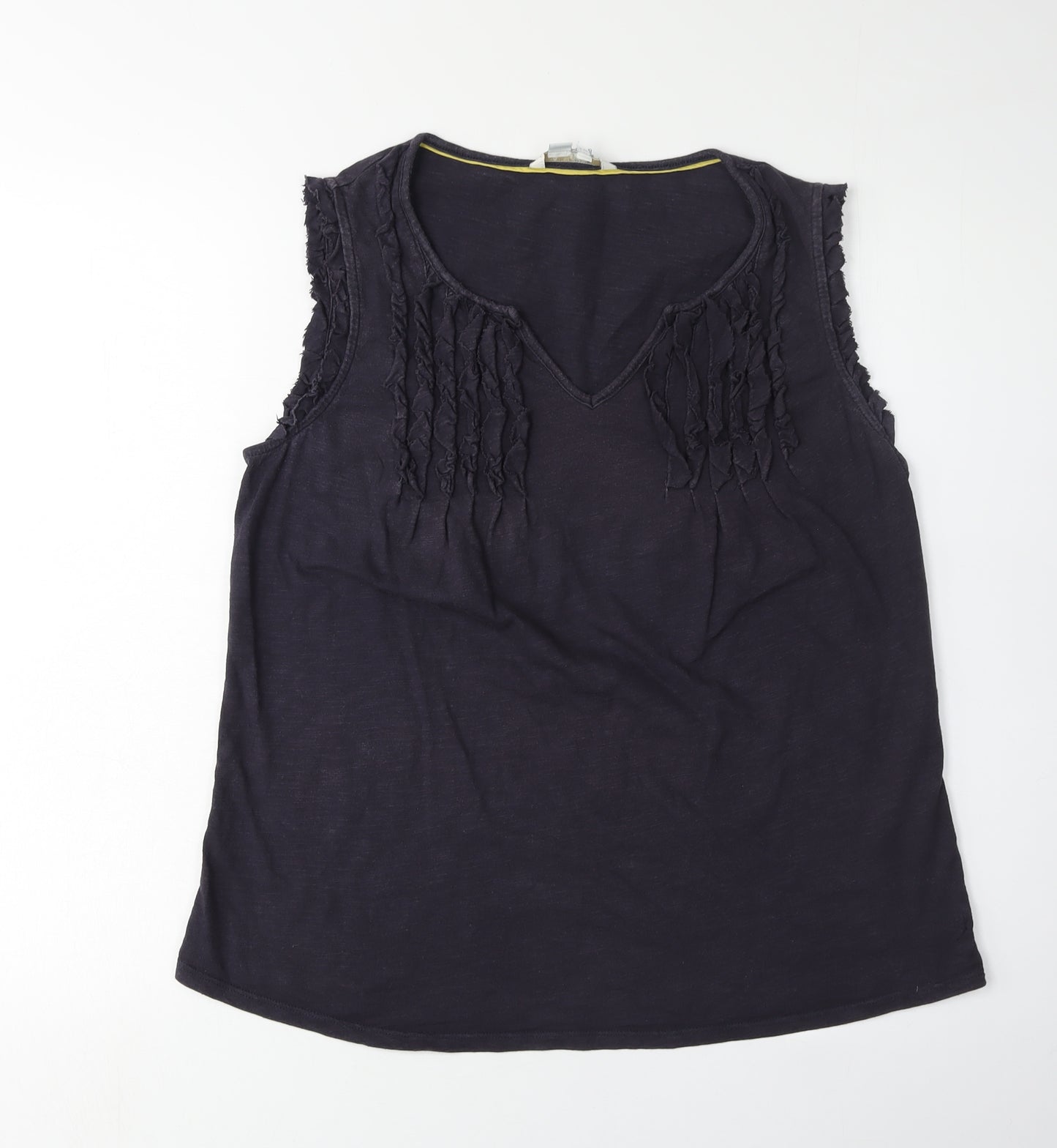 Boden Women's Black V-Neck Cotton Tank, Size 14