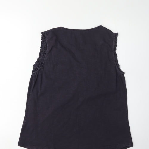 Boden Women's Black V-Neck Cotton Tank, Size 14