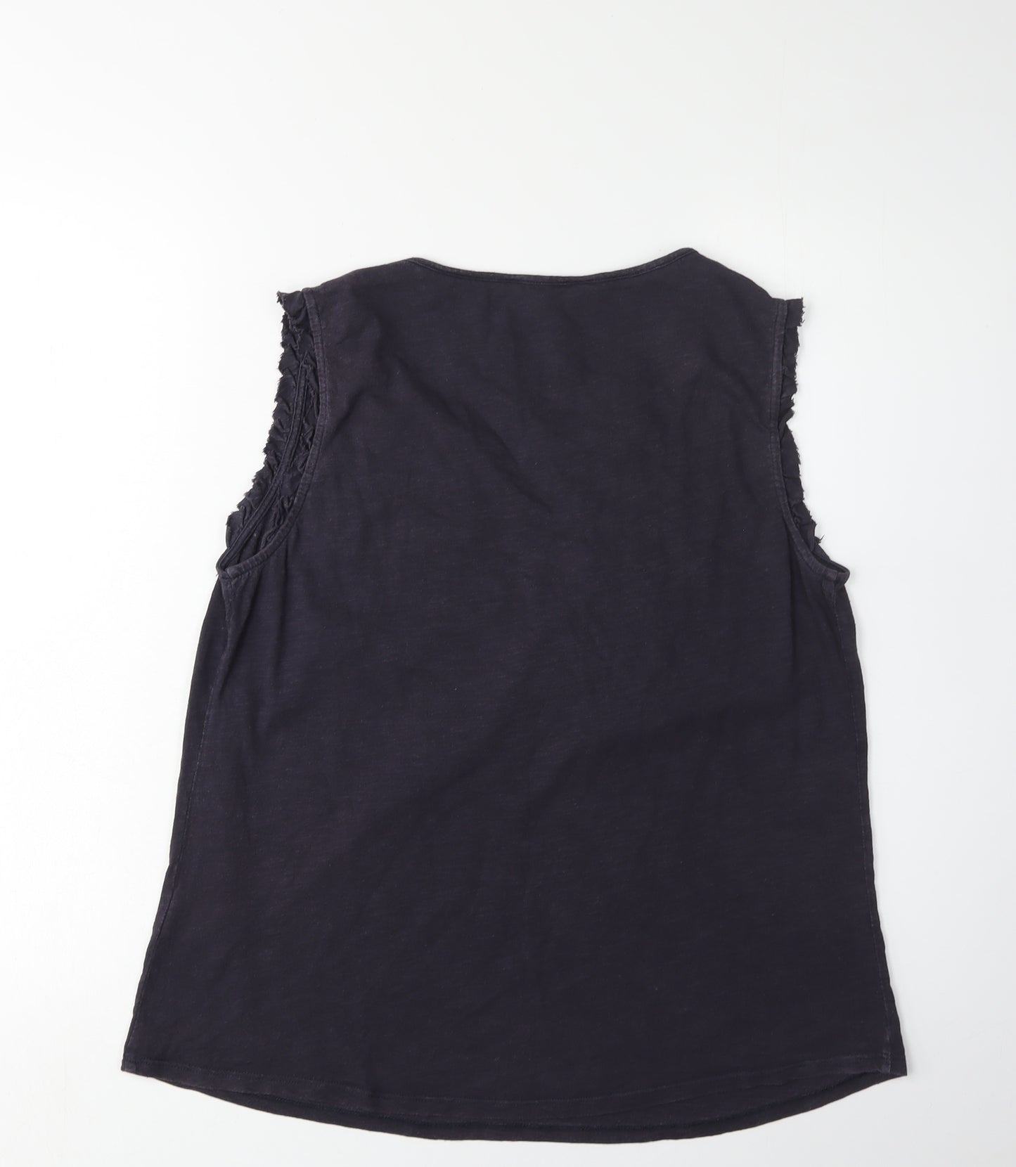 Boden Women's Black V-Neck Cotton Tank, Size 14