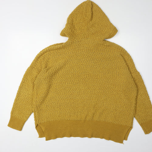 Apricot Women's Yellow Hooded V-Neck Jumper Size 16