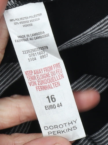 Dorothy Perkins Women’s Black Striped Dress, Size 16