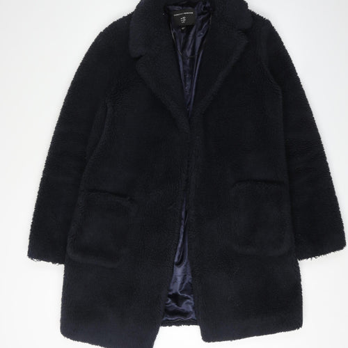 Dorothy Perkins Women's Black Fur Coat UK 10