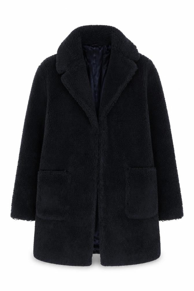 Front view of Dorothy Perkins Women's Black Fur Coat UK 10