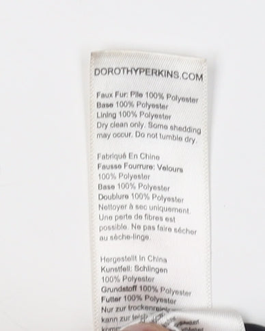 Dorothy Perkins Women's Black Fur Coat UK 10