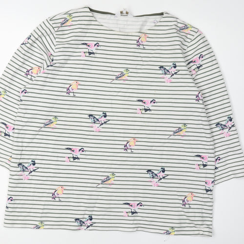 Cotton Traders Women's White Bird Print T-Shirt, Size 14