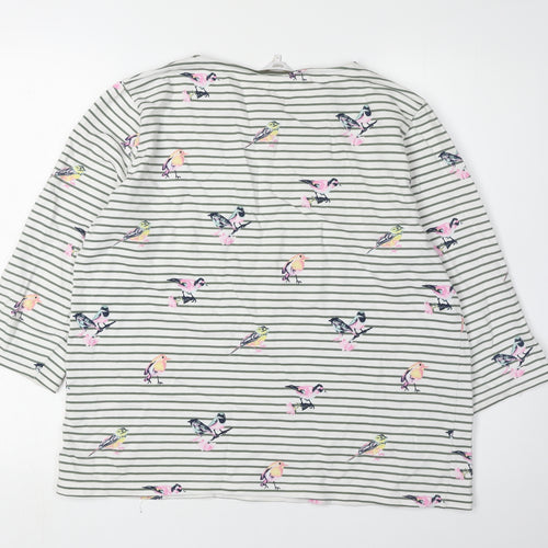 Cotton Traders Women's White Bird Print T-Shirt, Size 14