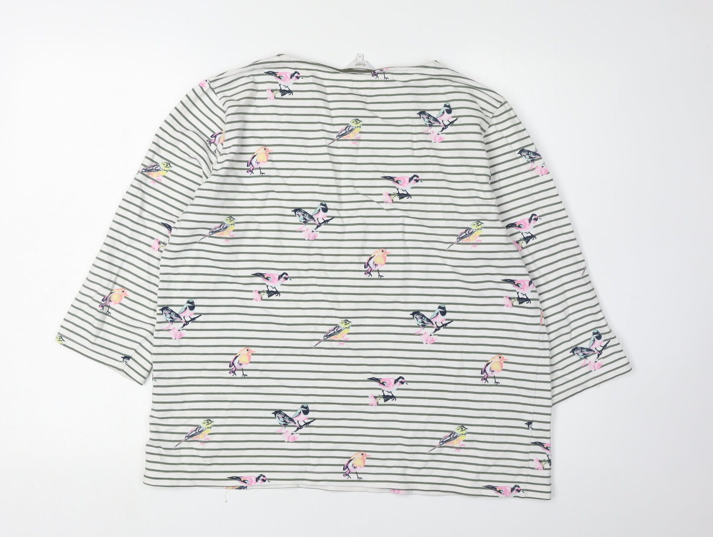 Cotton Traders Women's White Bird Print T-Shirt, Size 14