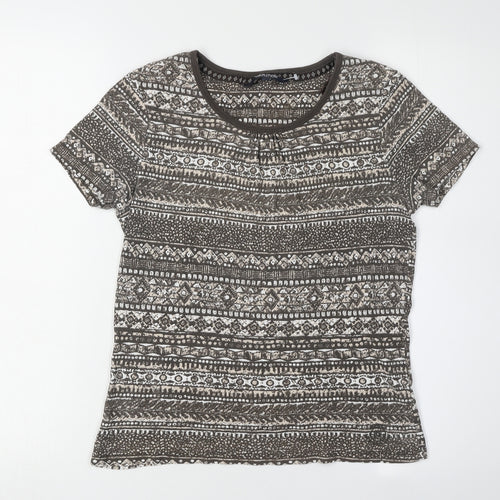 Maine New England Women's Brown Geometric T-Shirt Size 10