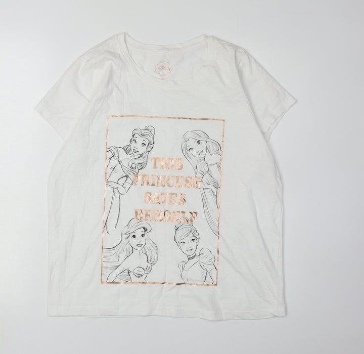 Disney Women's White Princess T-Shirt L Casual