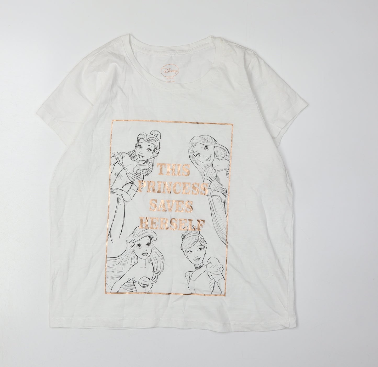 Disney Women's White Princess T-Shirt L Casual