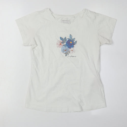 Craghoppers Girls White Floral Embroidered T-Shirt XS