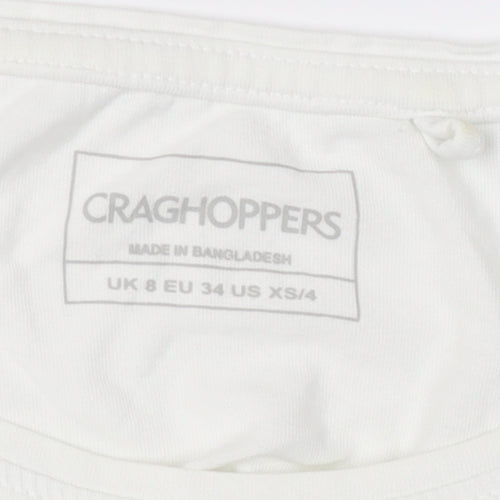 Craghoppers Girls White Floral Embroidered T-Shirt XS