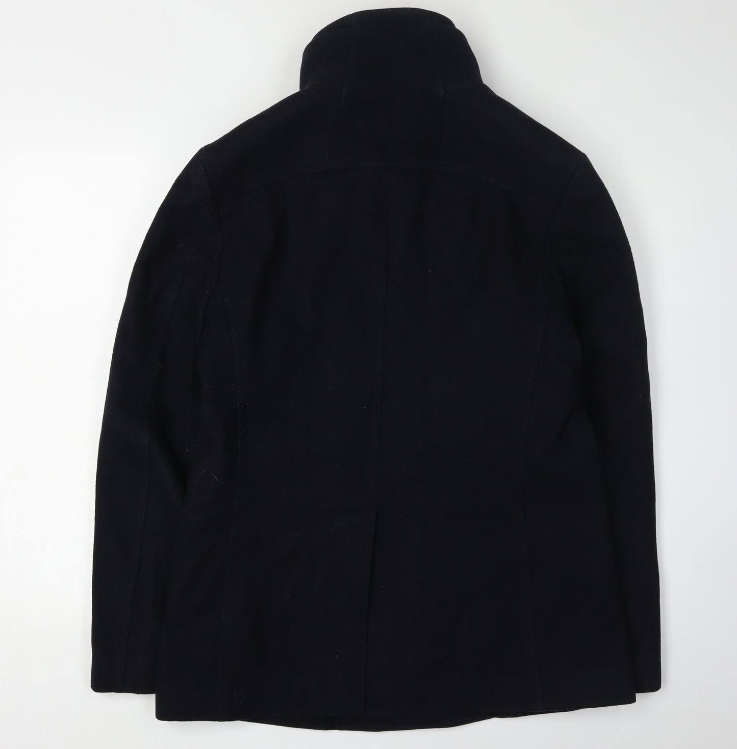 Next Men's Black Pea Coat, Size S, Wool Blend