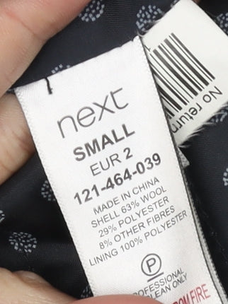 Next Men's Black Pea Coat, Size S, Wool Blend