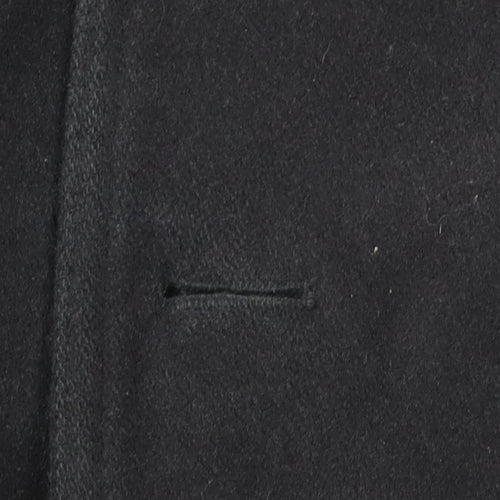 Next Men's Black Pea Coat, Size S, Wool Blend