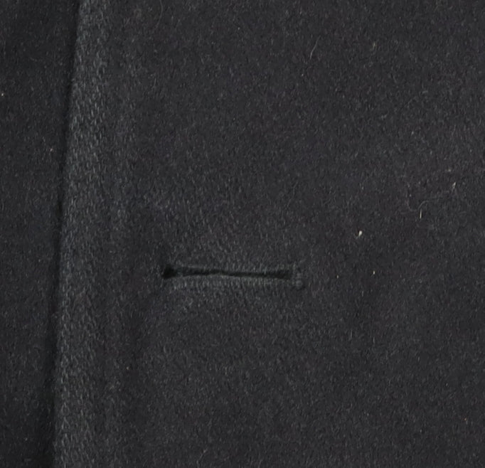 Next Men's Black Pea Coat, Size S, Wool Blend
