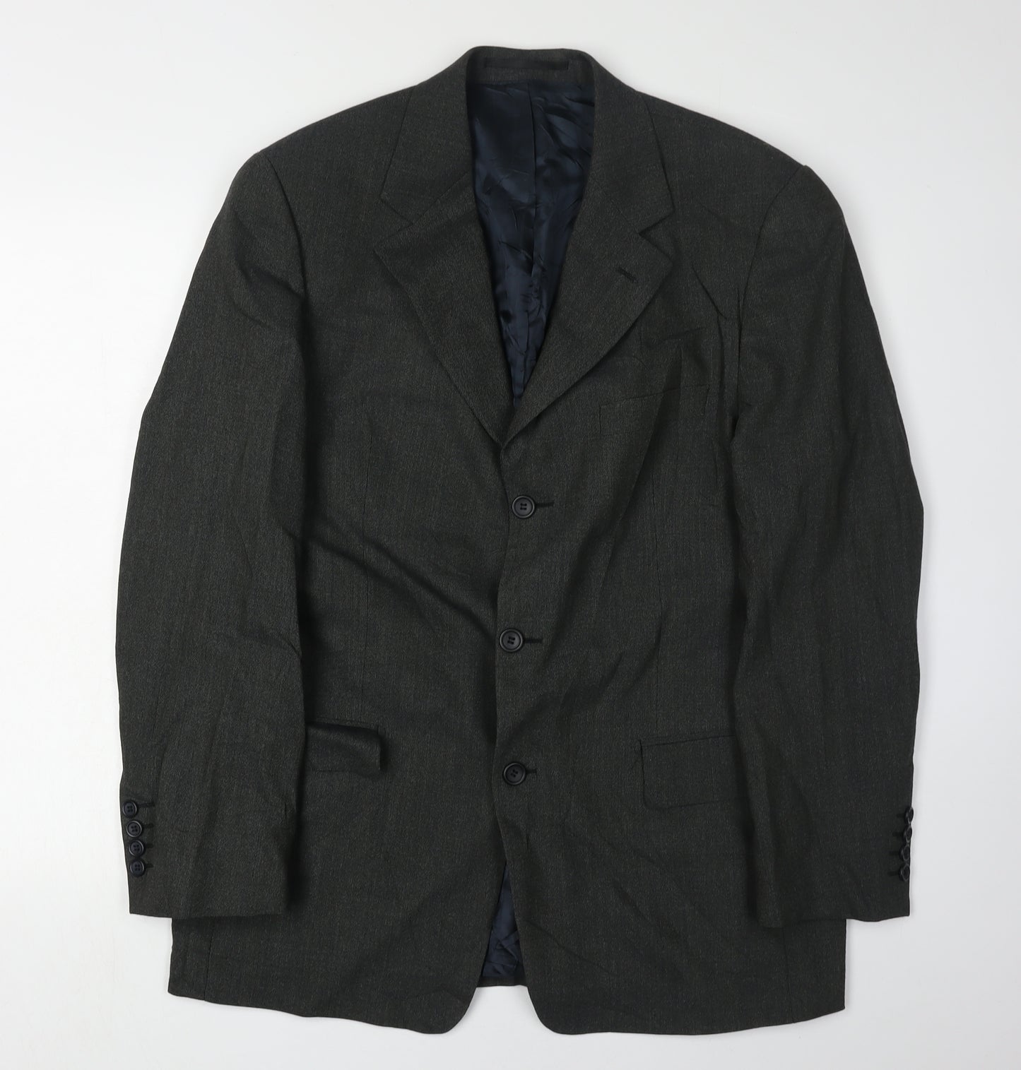 Jaeger Men's Grey Wool Blazer 52R - Formal Elegance