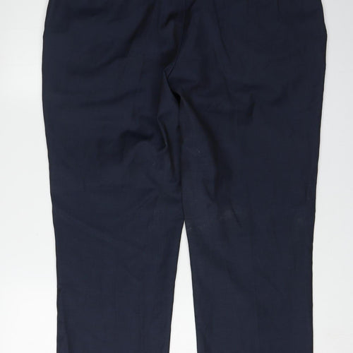Next Men's Blue Trousers, Size 36, Wool Blend, Business Formal
