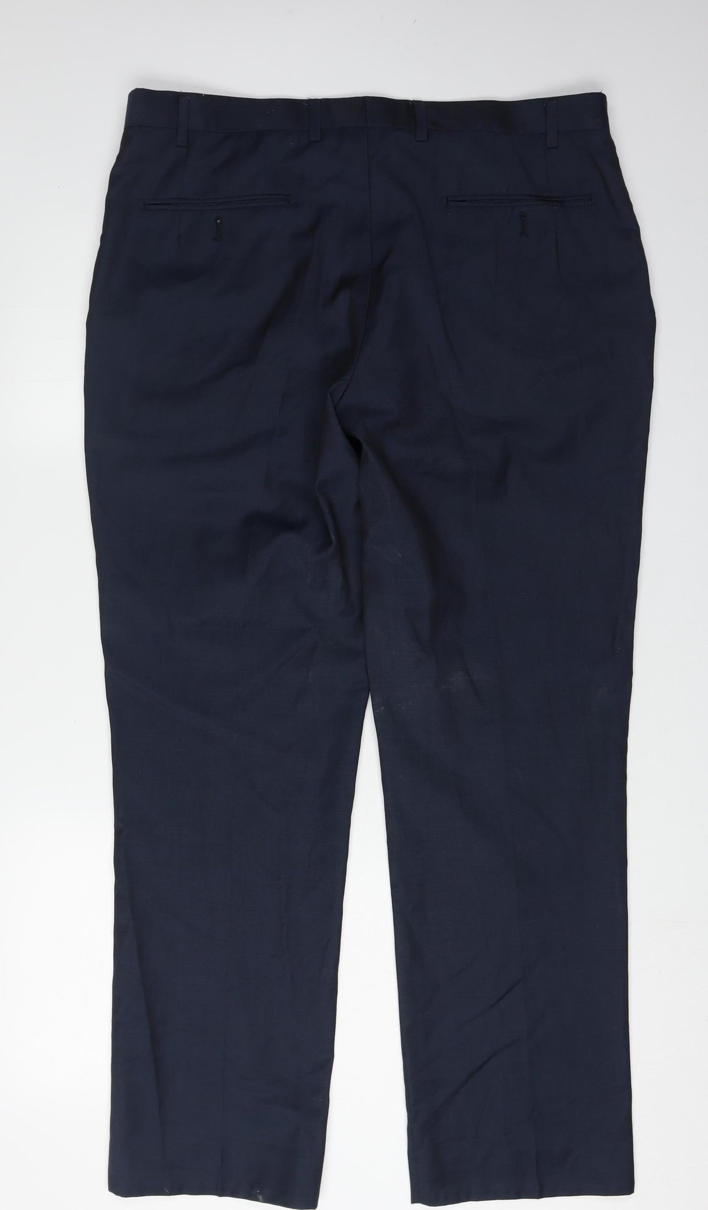 Next Men's Blue Trousers, Size 36, Wool Blend, Business Formal