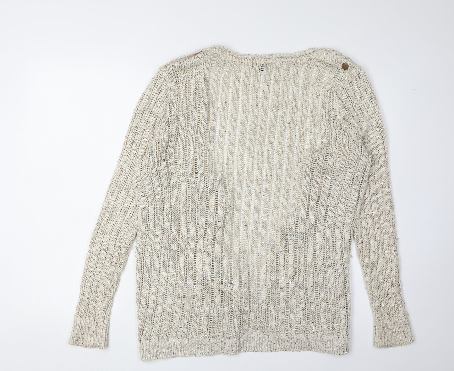 River Island Women's Beige Sequin Cardigan Size 12