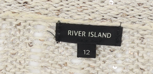 River Island Women's Beige Sequin Cardigan Size 12