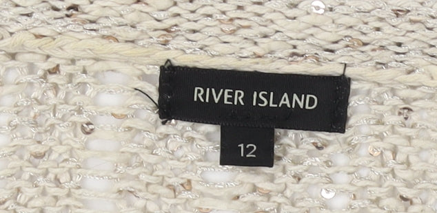 River Island Women's Beige Sequin Cardigan Size 12