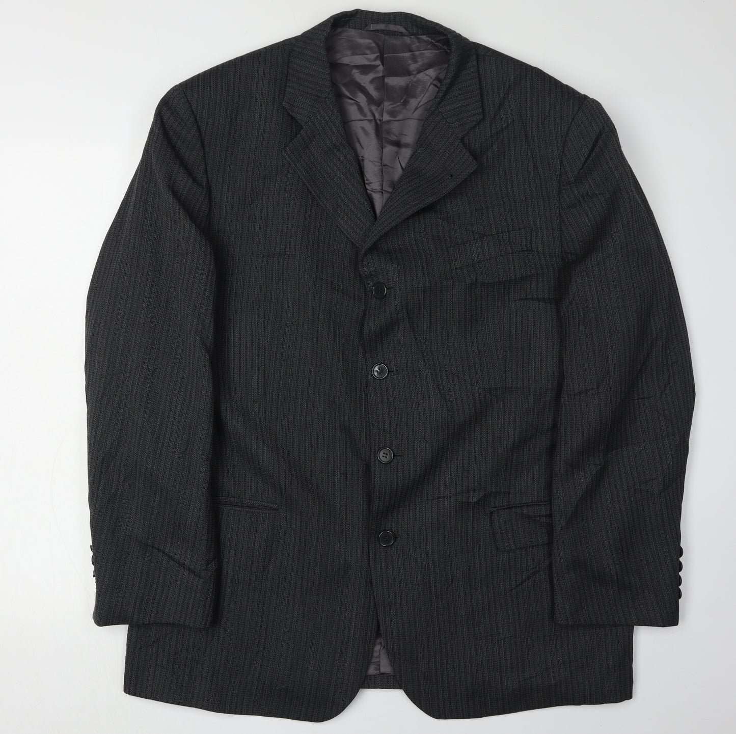 Hugo James Men's Grey Striped Blazer 44R