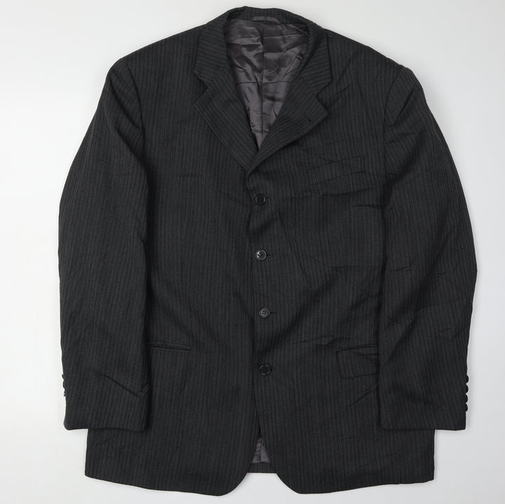 Hugo James Men's Grey Striped Blazer 44R