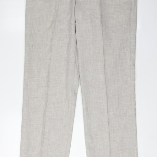 Gurteen Men's Grey Trousers Size 34 Regular Polyester Viscose