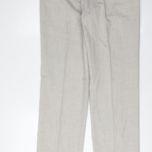 Gurteen Men's Grey Trousers Size 34 Regular Polyester Viscose