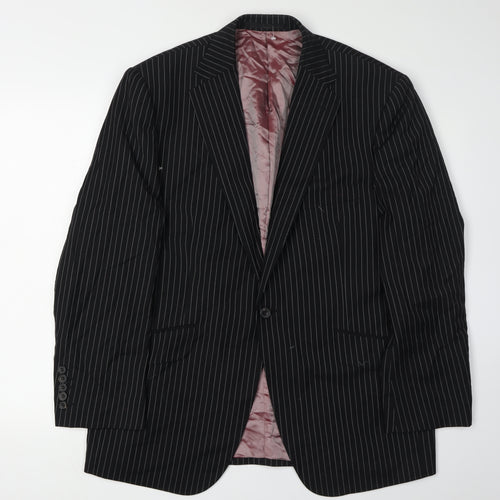 Marks and Spencer Men's Black Striped Wool Blazer 42S
