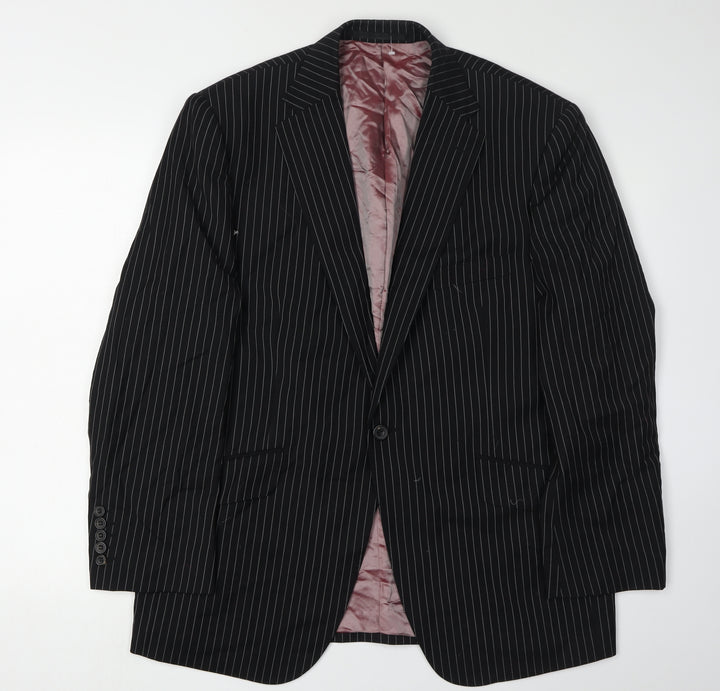 Marks and Spencer Men's Black Striped Wool Blazer 42S