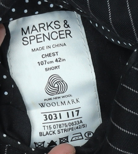 Marks and Spencer Men's Black Striped Wool Blazer 42S