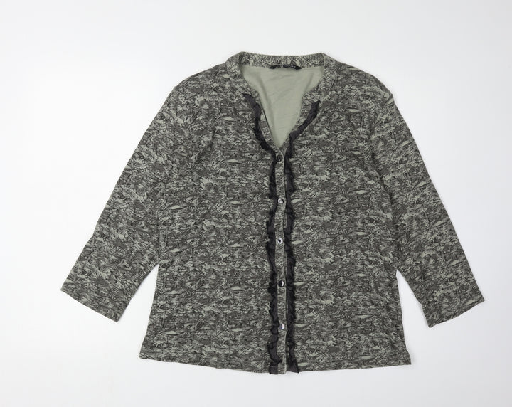 Benhams Women's Grey Long Sleeve V-Neck Blouse