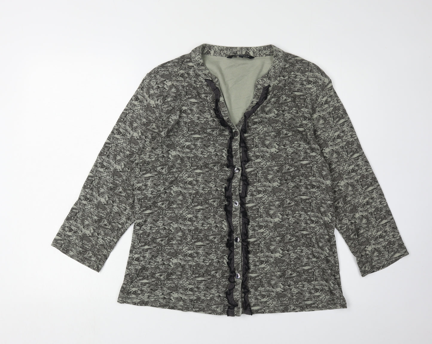 Benhams Women's Grey Long Sleeve V-Neck Blouse