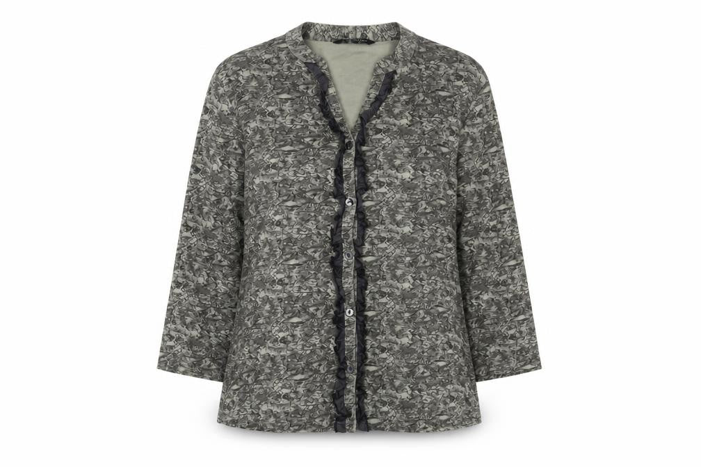 Front view of Benhams Women's Grey Long Sleeve V-Neck Blouse